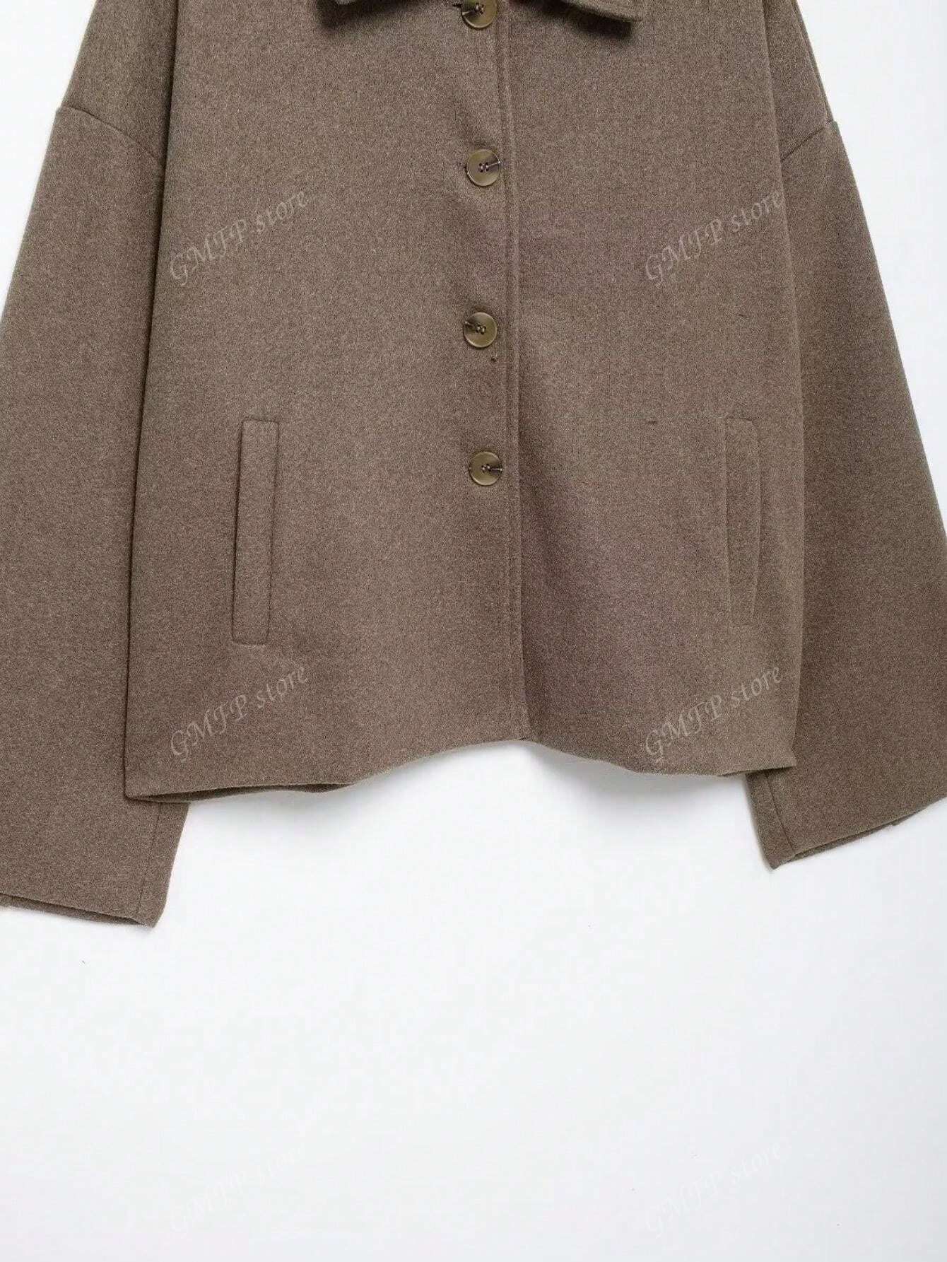 Herren Wolljacke Kurz Knopfleiste Herbstlich Trendy