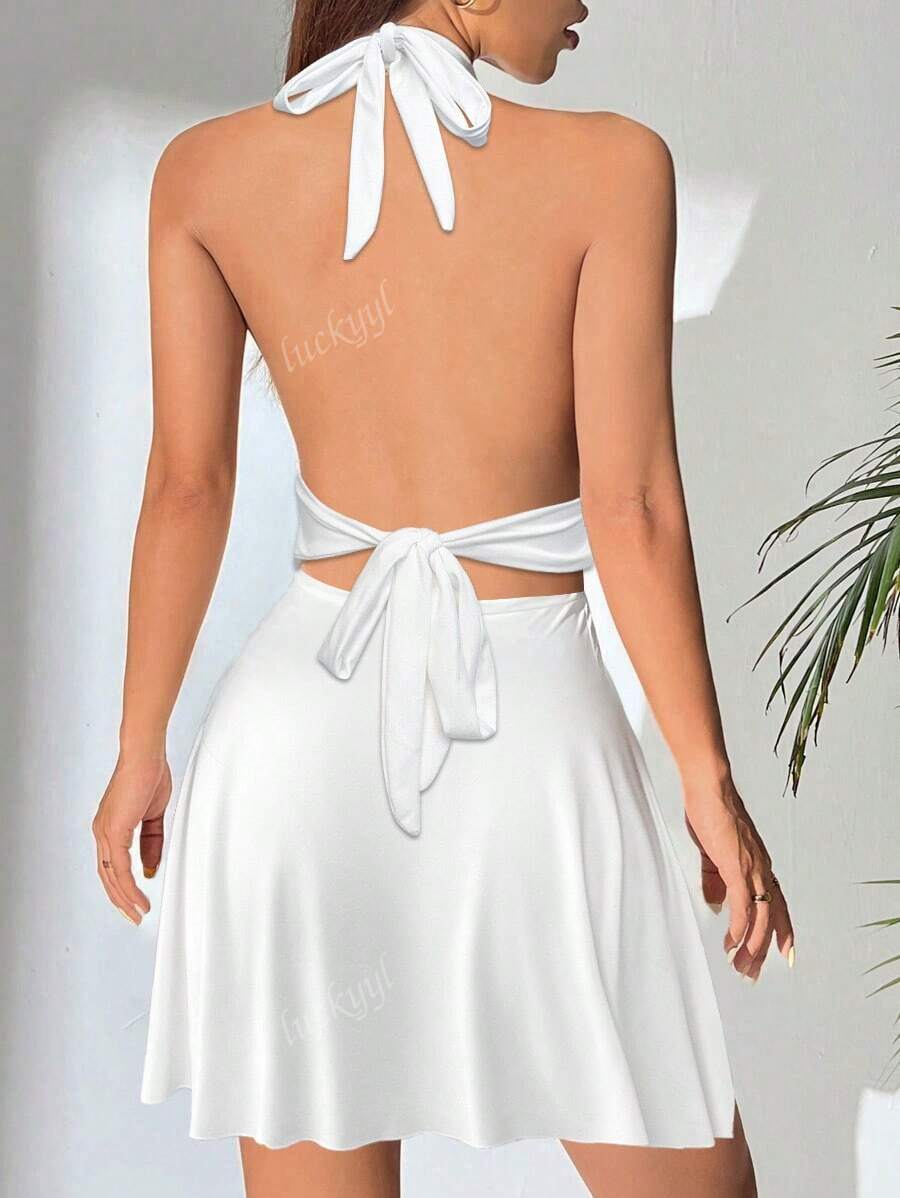 Kleid Minikleid Halterneck Figurbetont feminin
