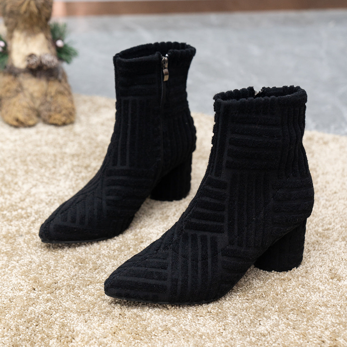 Damenstiefel Blockabsatz Zeitlos Chic Schwarz - BerlinGlamour