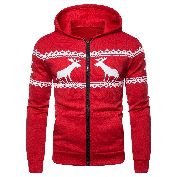 Herren Kapuzenjacke Rentier Design Weich Warm