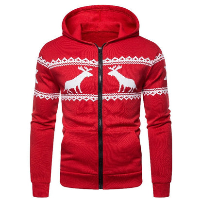 Herren Kapuzenjacke Rentier Design Weich Warm