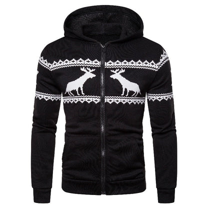 Herren Kapuzenjacke Rentier Design Weich Warm