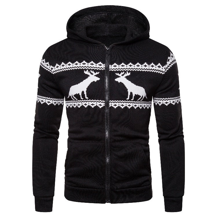 Herren Kapuzenjacke Rentier Design Weich Warm