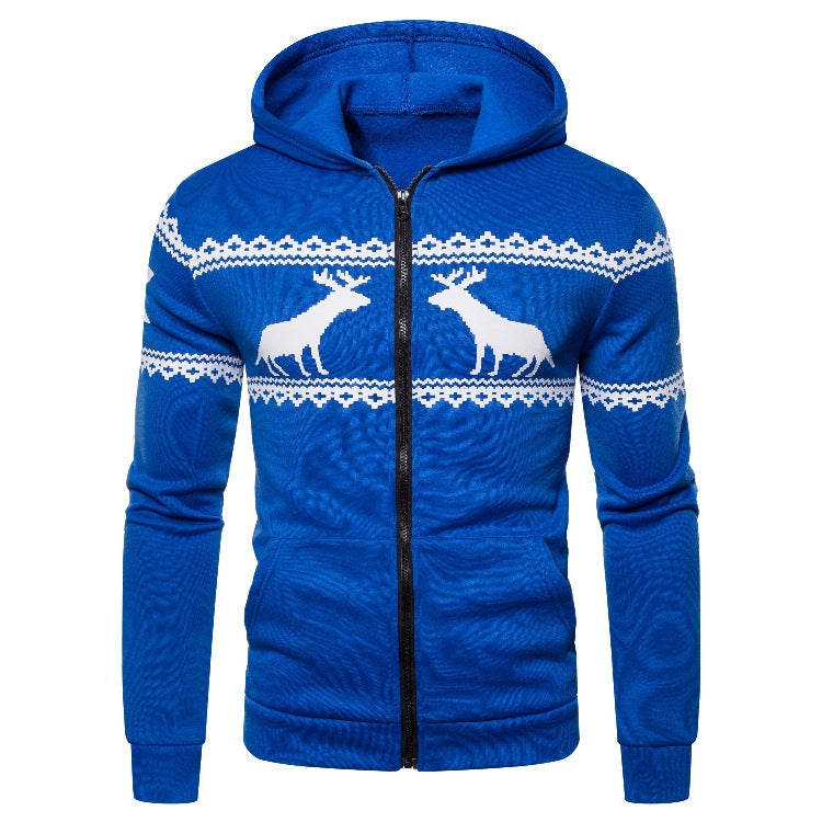 Herren Kapuzenjacke Rentier Design Weich Warm