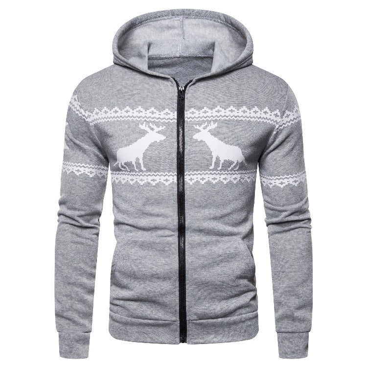 Herren Kapuzenjacke Rentier Design Weich Warm