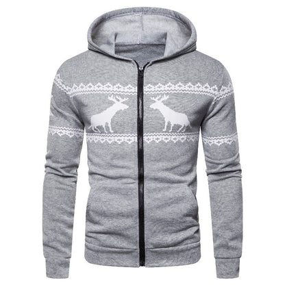 Herren Kapuzenjacke Rentier Design Weich Warm