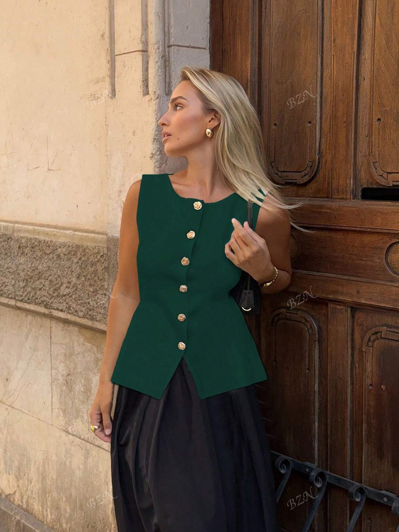 Ärmellose Damenweste Knöpfe Elegante Modern