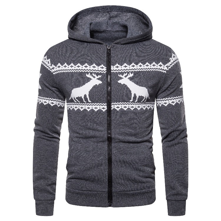 Herren Kapuzenjacke Rentier Design Weich Warm