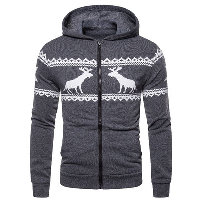 Herren Kapuzenjacke Rentier Design Weich Warm