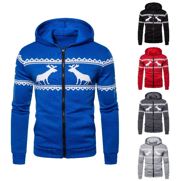 Herren Kapuzenjacke Rentier Design Weich Warm - BerlinGlamour