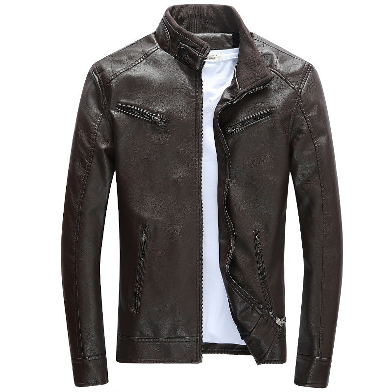 Lederjacke Herren Bikerstyle Schwarz
