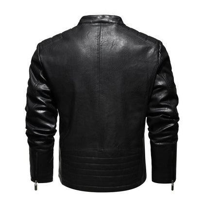 Herren Lederjacke Retro Style mit Patches und Taschen