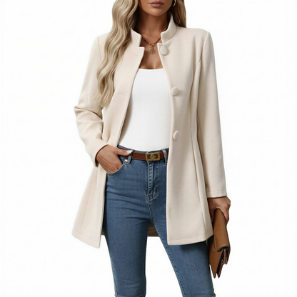 Damen Mantel A-Linie Knopfverschluss Modern