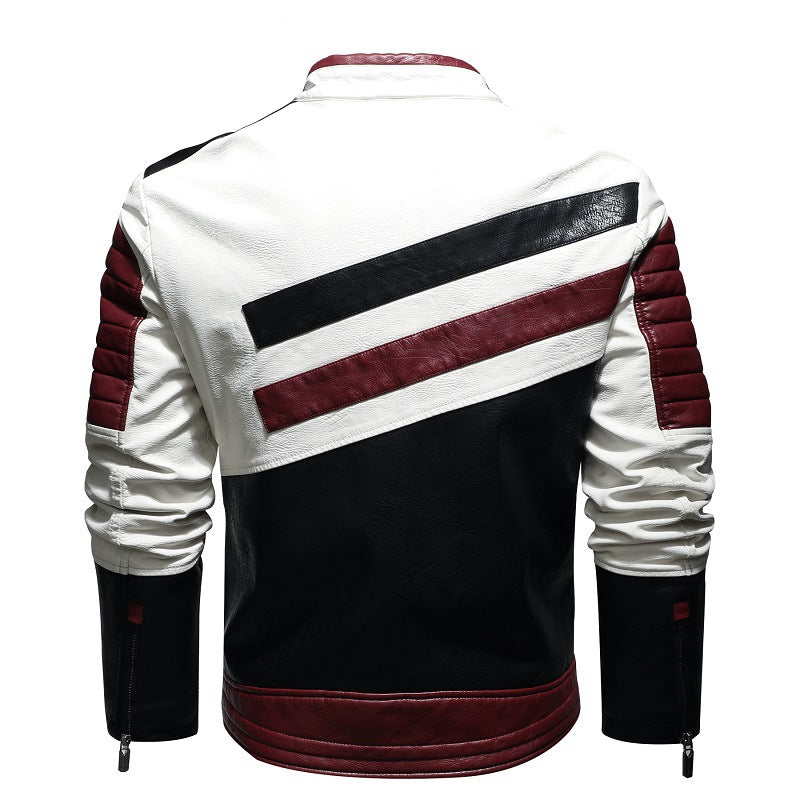 Herren Lederjacke Modern Racing Stil Schwarz