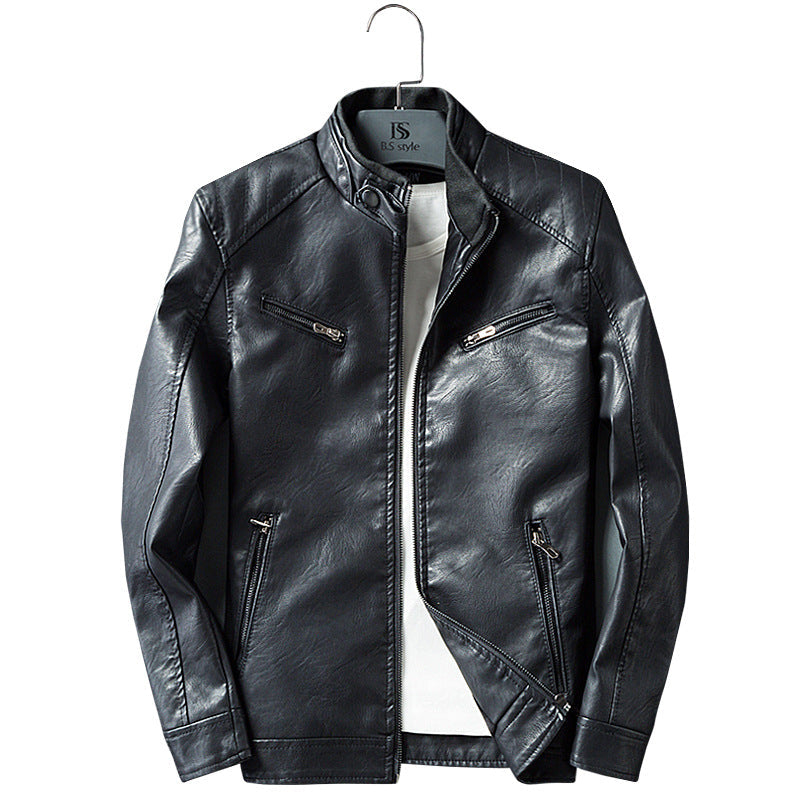 Lederjacke Herren Bikerstyle Schwarz