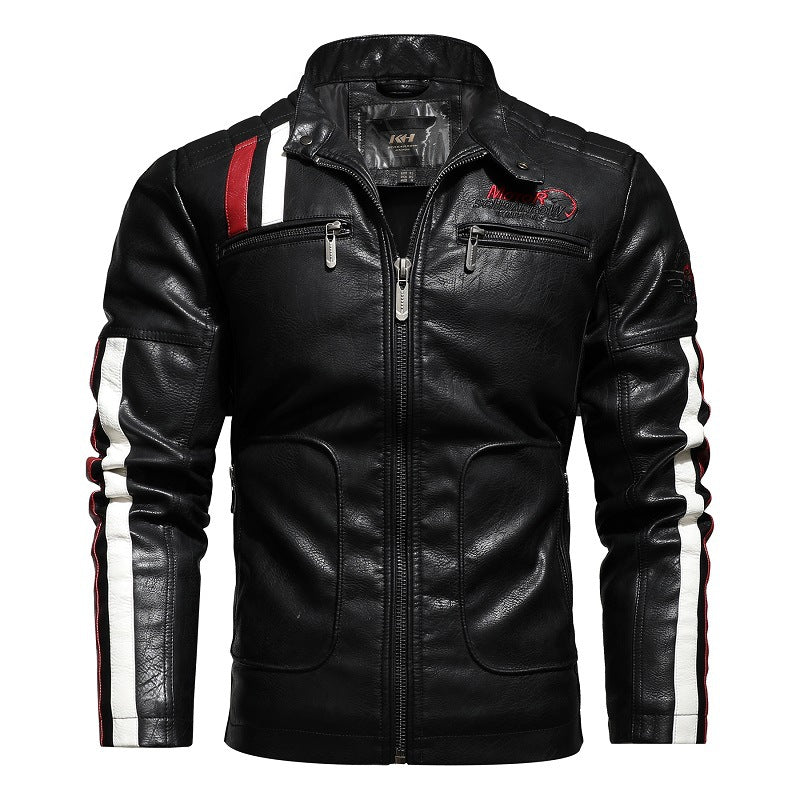 Herren Lederjacke Retro Style mit Patches und Taschen - BerlinGlamour