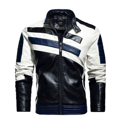 Herren Lederjacke Modern Racing Stil Schwarz