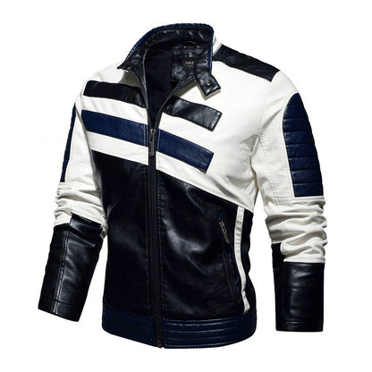 Herren Lederjacke Modern Racing Stil Schwarz