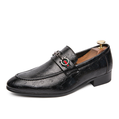 Herren Mokassins Leder Elegant Schnallenverschluss Schwarz