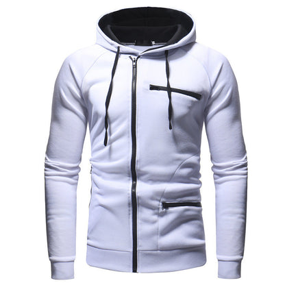 Herren Kapuzenjacke Modern Reißverschluss Kontrast Details
