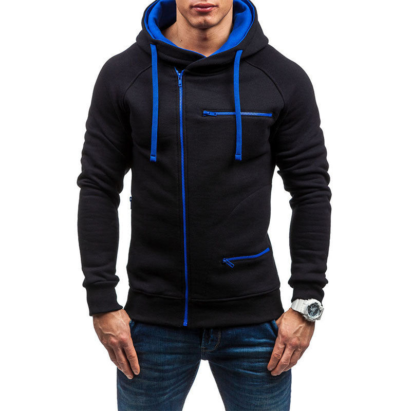 Herren Hoodie Sportlich Kontrastreißverschluss Modern