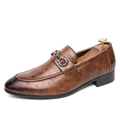 Herren Mokassins Leder Elegant Schnallenverschluss Schwarz