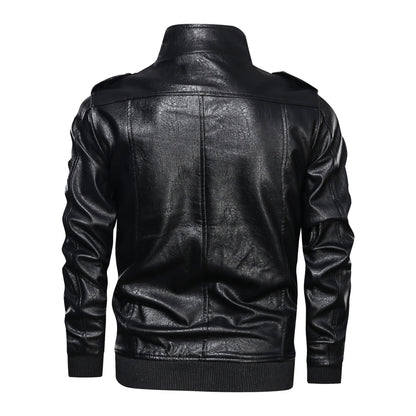 Lederjacke Herren Stehkragen Reißverschluss Modern