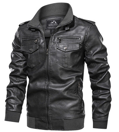 Lederjacke Herren Stehkragen Reißverschluss Modern