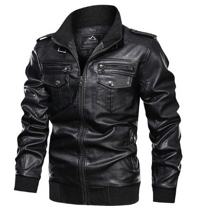 Lederjacke Herren Stehkragen Reißverschluss Modern