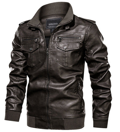 Lederjacke Herren Stehkragen Reißverschluss Modern