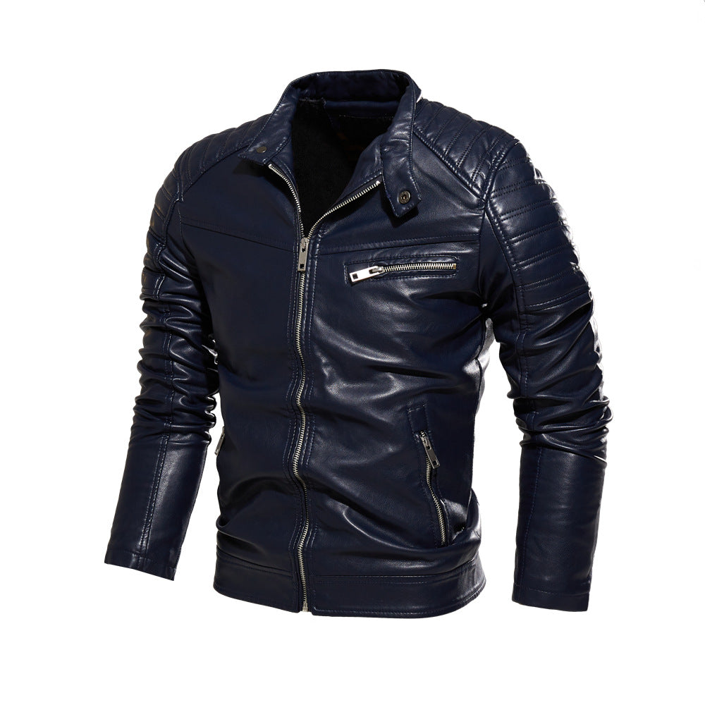 Herren Lederjacke Robust Stylish Lederimitat Schwarz