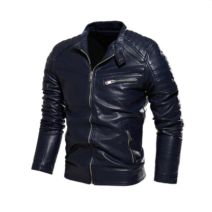 Herren Lederjacke Robust Stylish Lederimitat Schwarz