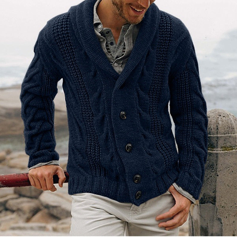 Herren Strickjacke Grobstrick mit Schalkragen Modern