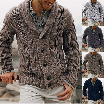 Herren Strickjacke Grobstrick mit Schalkragen Modern