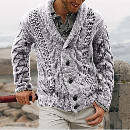 Herren Strickjacke Grobstrick mit Schalkragen Modern