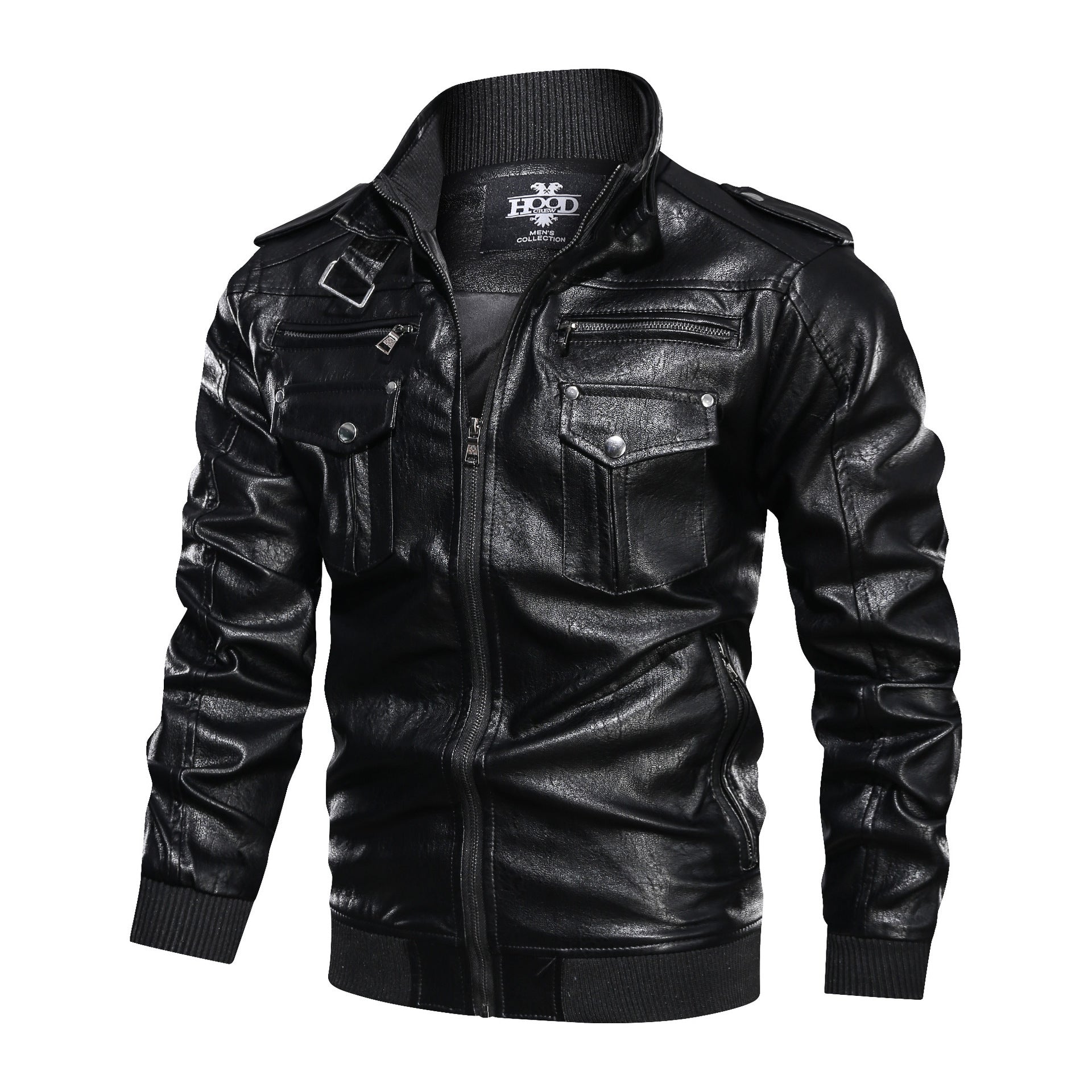 Lederjacke Herren Stehkragen Reißverschluss Modern - BerlinGlamour