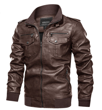 Lederjacke Herren Stehkragen Reißverschluss Modern