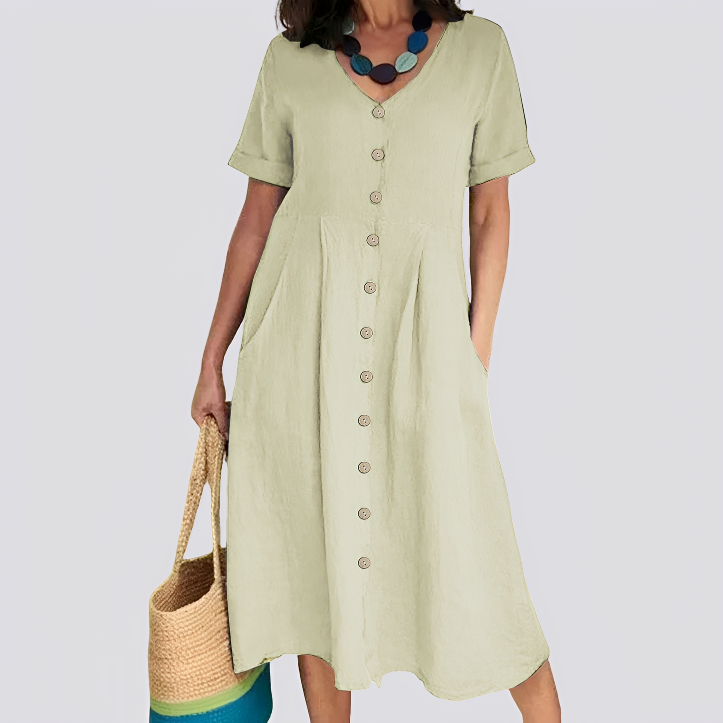 Sommerkleid Damen Hochtaille Locker Geschnitten - BerlinGlamour