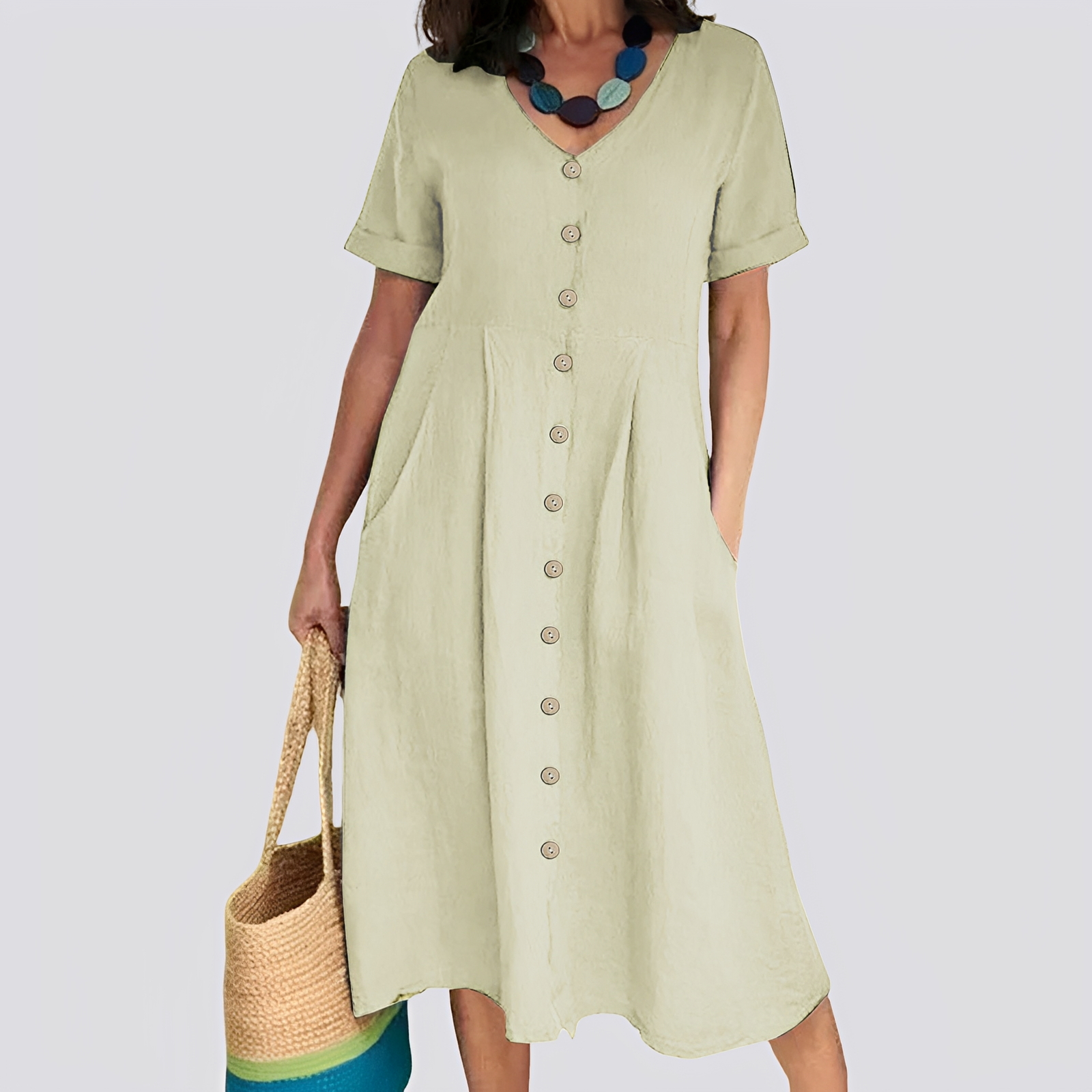 Sommerkleid Damen Hochtaille Locker Geschnitten - BerlinGlamour