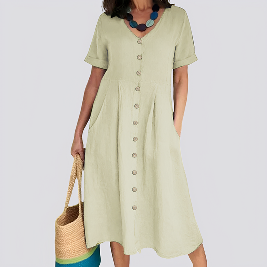 Sommerkleid Damen Hochtaille Locker Geschnitten - BerlinGlamour