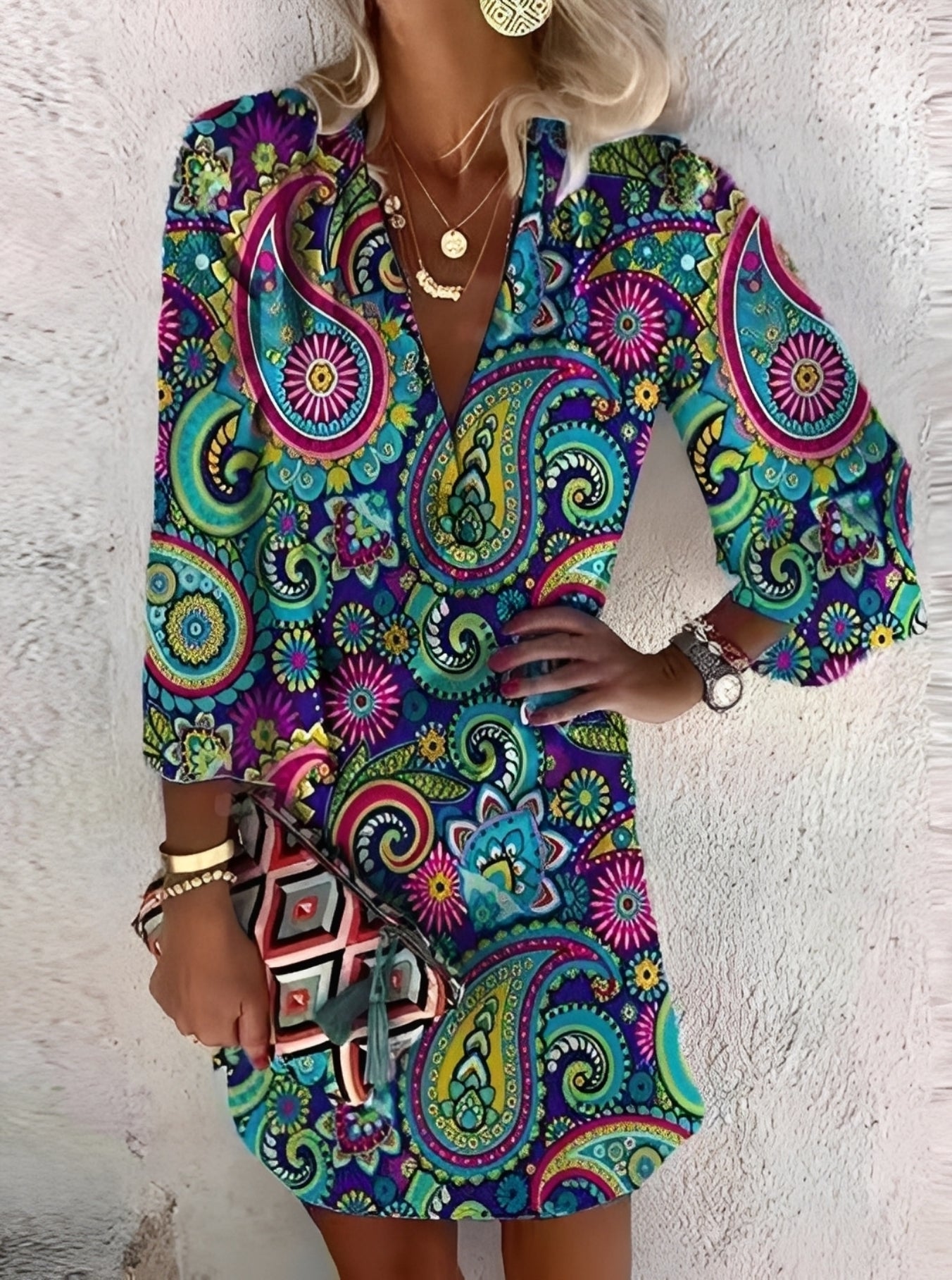 Boho Minikleid Damen Stilvolles Sommerkleid