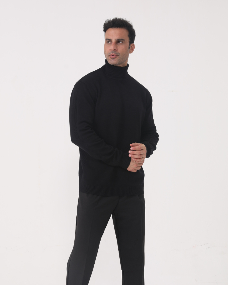 Herren Strickpullover Slim Fit Rollkragen Modern