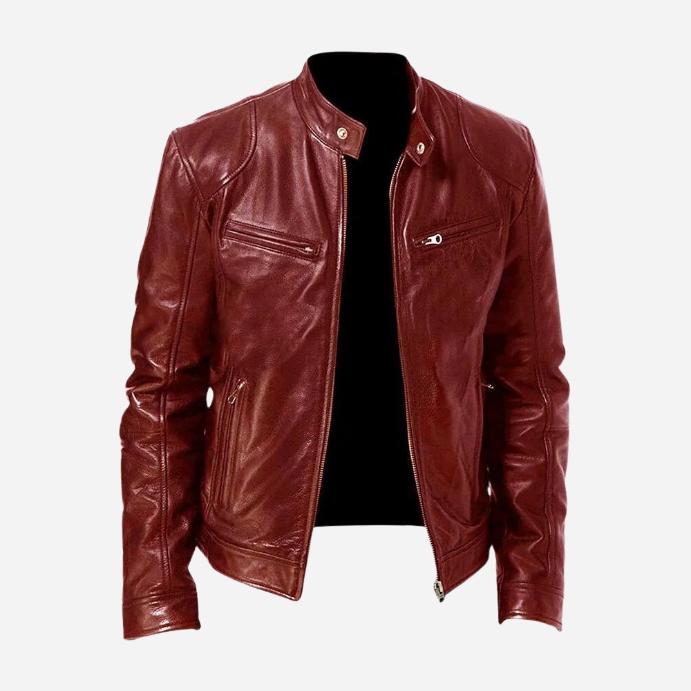 Lederjacke Herren Ledermantel Entspannt Modern