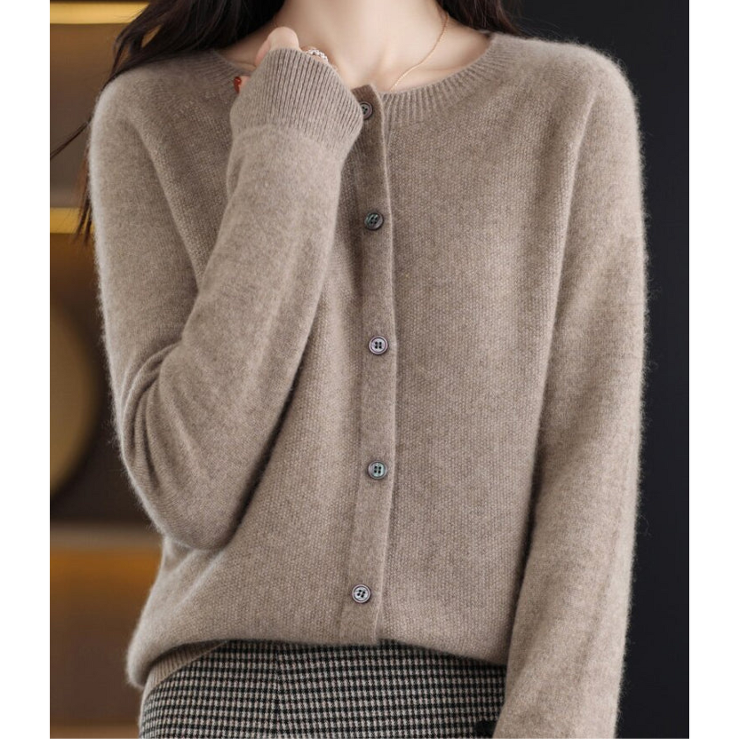 Damen Strickjacke Merinowolle Warm Kaschmir Pullover