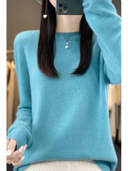 Damen Pullover Rundhals Weich und Elegant