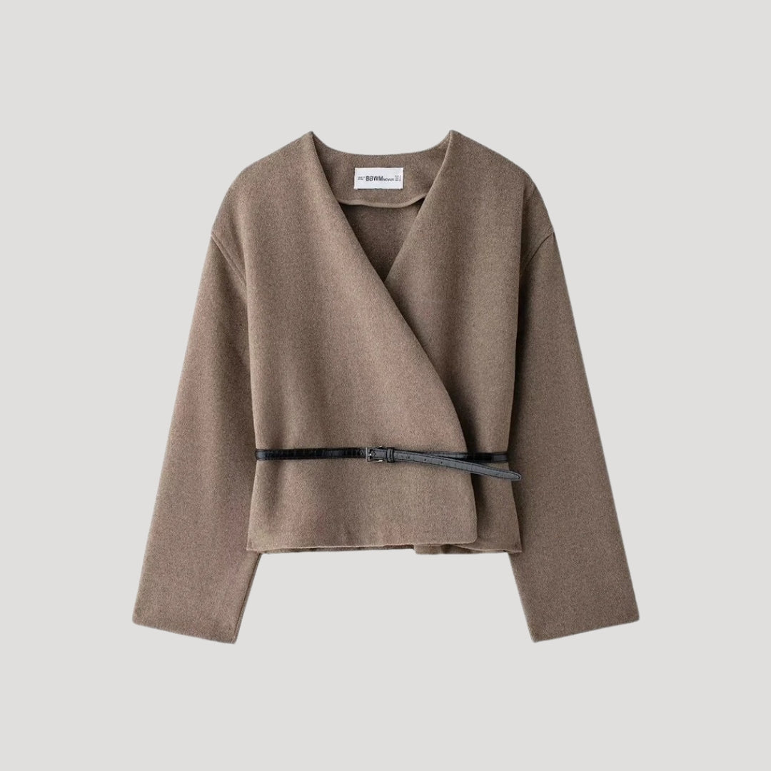 Damen Wickeljacke Frühling Gürtel Modern - BerlinGlamour