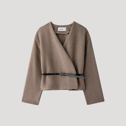 Damen Wickeljacke Frühling Gürtel Modern - BerlinGlamour