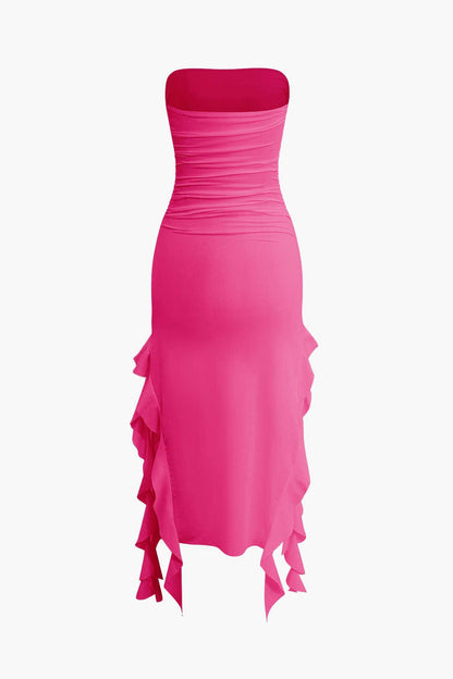 Elegantes Maxikleid mit Volant und Rüschen