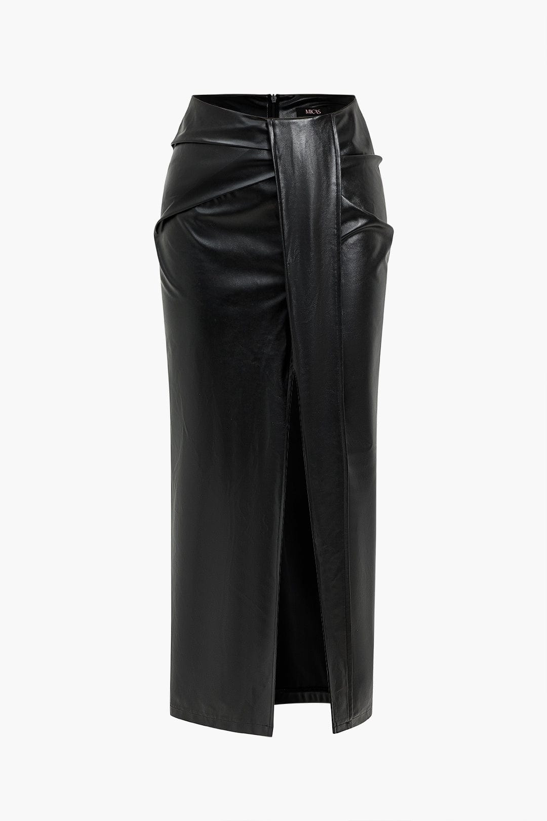 Kunstlederrock Damen Elegant Mittellang Wickelrock
