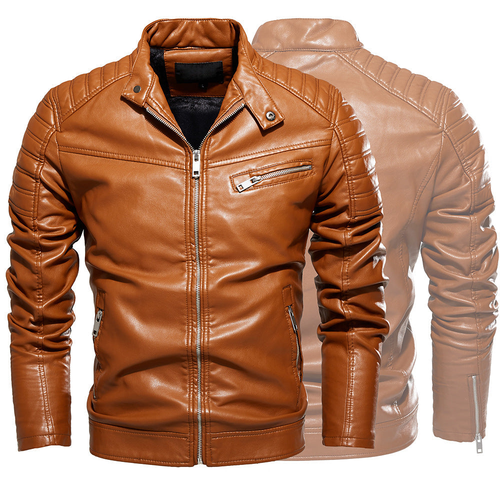 Leder Bikerjacke Herren Echtleder Schwarz Modern